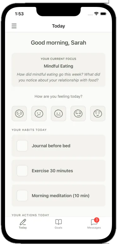 Grove client mobile app: today screen